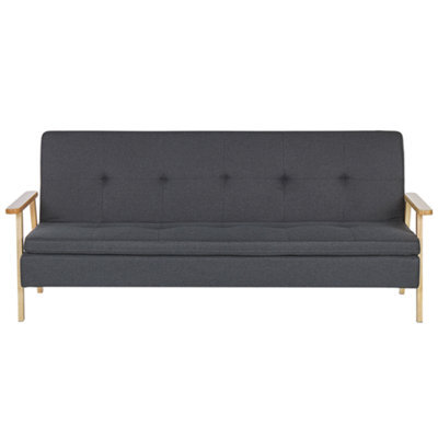 Beliani Sofa Bed 3 Seater Tjorn Fabric Dark Grey - image 1