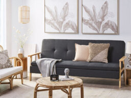 Beliani Sofa Bed 3 Seater Tjorn Fabric Dark Grey - thumbnail 2