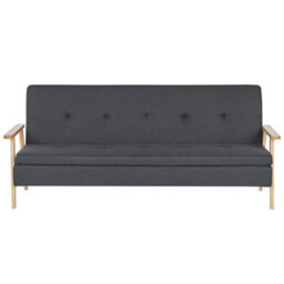 Beliani Sofa Bed 3 Seater Tjorn Fabric Dark Grey - thumbnail 1