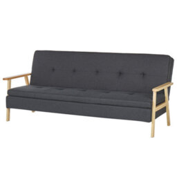 Beliani Sofa Bed 3 Seater Tjorn Fabric Dark Grey - thumbnail 5