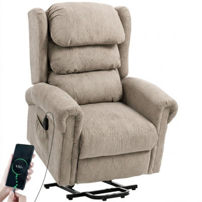 Power Lift Recliner Chair With Remote Control, Khaki - image 1
