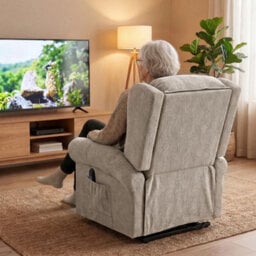 Power Lift Recliner Chair With Remote Control, Khaki - thumbnail 5
