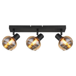 Luminosa Lighting Luminosa Tokki Ceiling Spotlight Bar Matt Black Amber Glass Shade 3X E14 - thumbnail 3