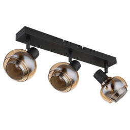 Luminosa Lighting Luminosa Tokki Ceiling Spotlight Bar Matt Black Amber Glass Shade 3X E14 - thumbnail 2