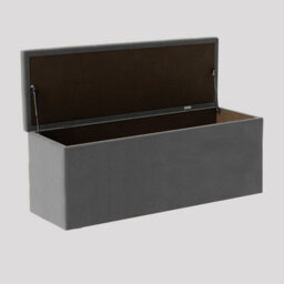 90Cm Luna Chesterfield Ottoman Storage Box - Grey Plush Velvet Upholstered Blanket Box - thumbnail 2