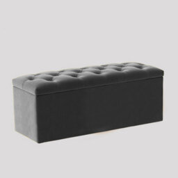 90Cm Luna Chesterfield Ottoman Storage Box - Grey Plush Velvet Upholstered Blanket Box - thumbnail 3
