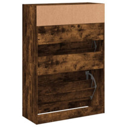 Walplus Shoe Cabinet With 2 Flip-Drawers Smoked Oak 80X34X116 Cm - thumbnail 8