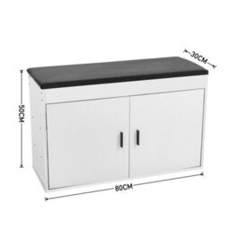 White 80Cm 2 Doors Shoe Storage Cabinet Bench With Seat Cushion - thumbnail 2