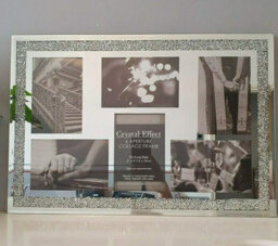 Deenz Crushed Jewel Crystals Photo Frame Silver Mirrored Diamante Picture Frame (6 Picture Frame) - thumbnail 3
