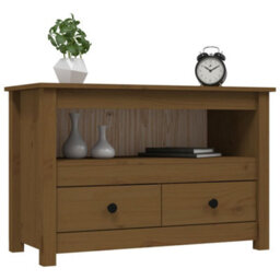 Berkfield Modern Tv Cabinet Honey Brown 79X35X52 Cm Solid Wood Pine - thumbnail 4