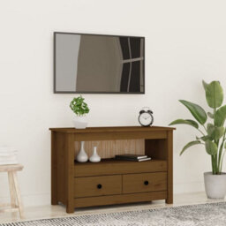 Berkfield Modern Tv Cabinet Honey Brown 79X35X52 Cm Solid Wood Pine - thumbnail 2