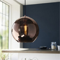 Loops 2 Pack Hanging Ceiling Pendant Light - Copper Mirrored Glass & Matt Black Paint - 10W Led E27 - thumbnail 3