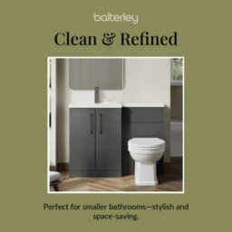 Balterley Left-Hand Bathroom Vanity And Wc Unit Combination With Basin - 1100mm - Gloss Grey With Brushed Pewter Handles - thumbnail 7