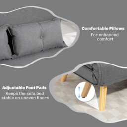 Homcom Click Clack Sofa Bed, 2-Seater Bed Settee For Living Room, Grey - thumbnail 7