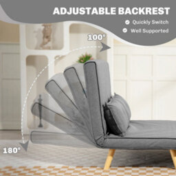 Homcom Click Clack Sofa Bed, 2-Seater Bed Settee For Living Room, Grey - thumbnail 5