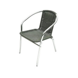 Single Chair-Grey Wicker Rattan Chair, Grey Rattan Garden Chair - thumbnail 1