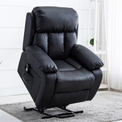 More4Homes Chester Dual Motor Electric Rise Recliner Bonded Leather Armchair Electric Lift Riser Chair (Black) - image 1