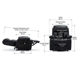 More4Homes Chester Dual Motor Electric Rise Recliner Bonded Leather Armchair Electric Lift Riser Chair (Black) - thumbnail 9
