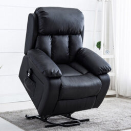 More4Homes Chester Dual Motor Electric Rise Recliner Bonded Leather Armchair Electric Lift Riser Chair (Black) - thumbnail 1