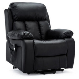 More4Homes Chester Dual Motor Electric Rise Recliner Bonded Leather Armchair Electric Lift Riser Chair (Black) - thumbnail 2