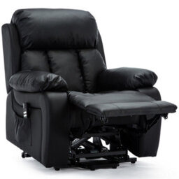 More4Homes Chester Dual Motor Electric Rise Recliner Bonded Leather Armchair Electric Lift Riser Chair (Black) - thumbnail 3