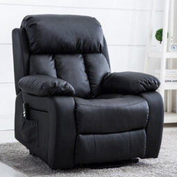 More4Homes Chester Dual Motor Electric Rise Recliner Bonded Leather Armchair Electric Lift Riser Chair (Black) - thumbnail 7