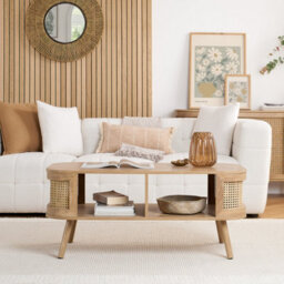Rattan Coffee Table With Storage Curved Oak Birlea Sark - thumbnail 2