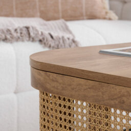 Rattan Coffee Table With Storage Curved Oak Birlea Sark - thumbnail 5