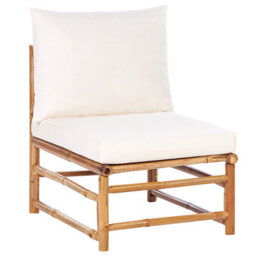 Beliani Garden Corner Sofa With Table 5 Seater Cerreto Left Hand Bamboo Off-White - thumbnail 4