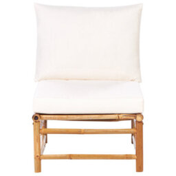 Beliani Garden Corner Sofa With Table 5 Seater Cerreto Left Hand Bamboo Off-White - thumbnail 5