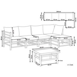 Beliani Garden Corner Sofa With Table 5 Seater Cerreto Left Hand Bamboo Off-White - thumbnail 3