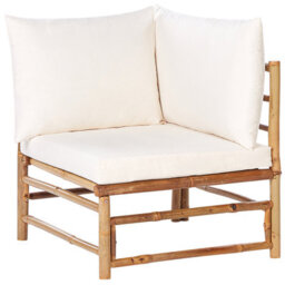 Beliani Garden Corner Sofa With Table 5 Seater Cerreto Left Hand Bamboo Off-White - thumbnail 9