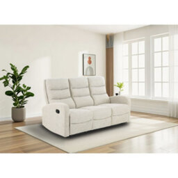 Rena 3 Seater Sofa With Manual Recliner In Natural Linen Look - thumbnail 2