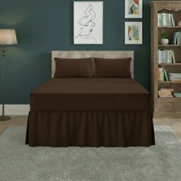 Fitted Valance Bed Sheet Polycotton Mattress Cover And Frill Easy Care Brown