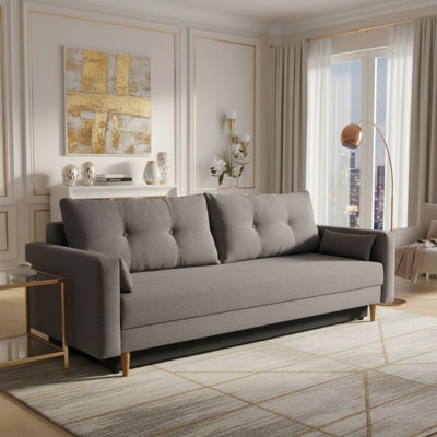 Bongo Modern Sofa Bed With Storage Universal Light Grey Fabric - image 1