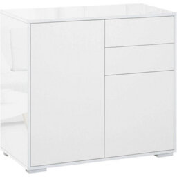 White High Gloss Sideboard Cabinet 2 Doors Drawers Storage