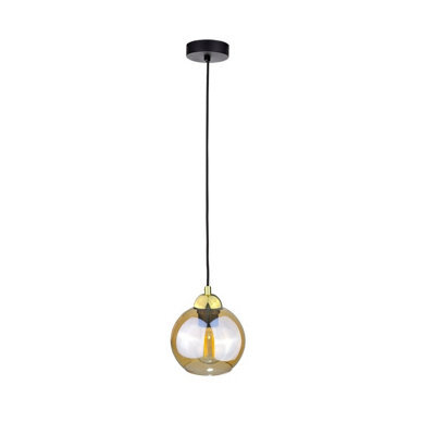 Luminosa Lighting Luminosa Ambre Dome Pendant Ceiling Light Gold, 15Cm, 1X E27