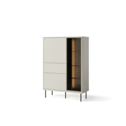 Arte Epiro 1 Elegant Cashmere & Dark Oak Display Cabinet - Modern Storage Solution - W99Cm X H140Cm X D41Cm