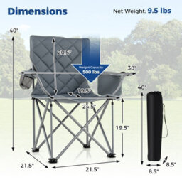 Gainoom Oversized Camping Chair Heavy Duty Outdoor Folding Chair Portable Foldable Fully Padded Lawn Chair - thumbnail 2