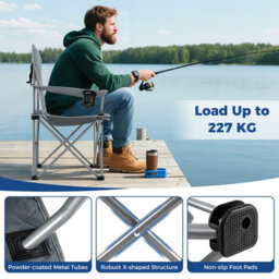 Gainoom Oversized Camping Chair Heavy Duty Outdoor Folding Chair Portable Foldable Fully Padded Lawn Chair - thumbnail 4