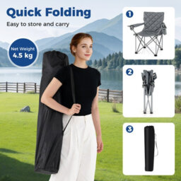 Gainoom Oversized Camping Chair Heavy Duty Outdoor Folding Chair Portable Foldable Fully Padded Lawn Chair - thumbnail 5