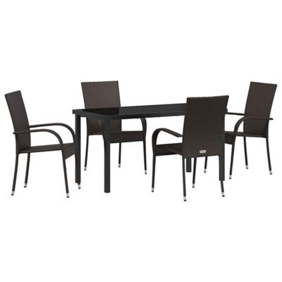 Berkfield Modern Garden Dining Set 5 Pcs Brown Poly Rattan - image 1