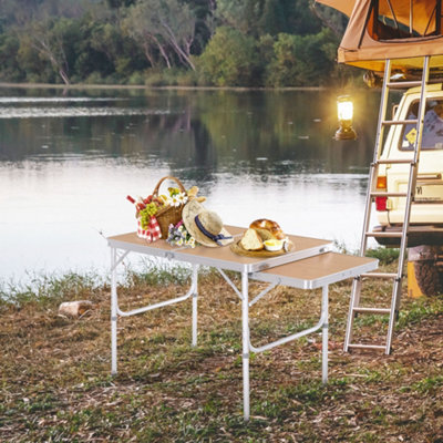 Outsunny 3Ft Aluminium Picnic Table W/side Desktop Outdoor Bbq Party Portable - image 1