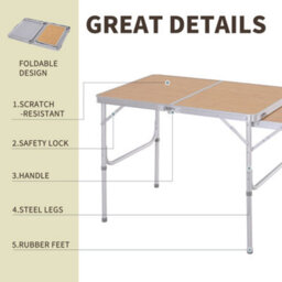 Outsunny 3Ft Aluminium Picnic Table W/side Desktop Outdoor Bbq Party Portable - thumbnail 7