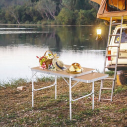 Outsunny 3Ft Aluminium Picnic Table W/side Desktop Outdoor Bbq Party Portable