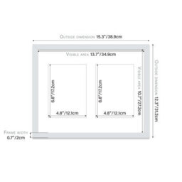14X11 Inch 2 Opening Photo Collage Frame, Display Two 7X5 Inch Photos, Multi Aperture Family Picture Frame, Light Grey - thumbnail 4