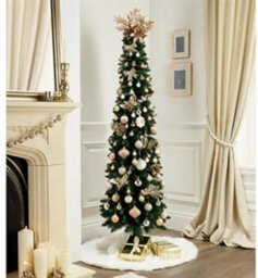 Wadan 7Ft Green Pre-Lit Snow Tipped Pencil Slim Artificial Christmas Tree, Xmas Tree With 820 Tips 220 Leds And Strong Metal Stand - thumbnail 4