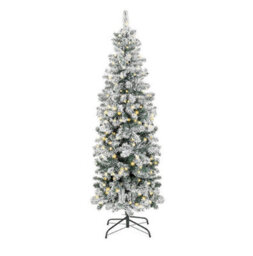 Wadan 7Ft Green Pre-Lit Snow Tipped Pencil Slim Artificial Christmas Tree, Xmas Tree With 820 Tips 220 Leds And Strong Metal Stand - thumbnail 2