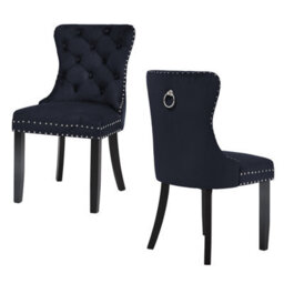Groundlevel Set Of 2 Studded Velvet Dining Chairs With Ring Knocker - thumbnail 2