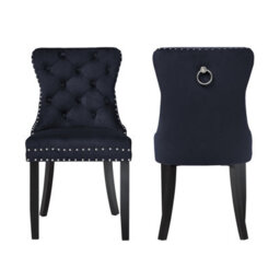 Groundlevel Set Of 2 Studded Velvet Dining Chairs With Ring Knocker - thumbnail 3